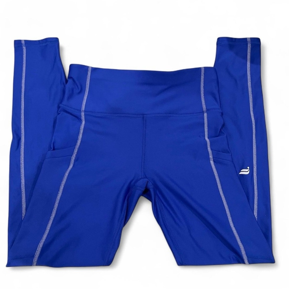 Fabletics Blue Performance Leggings with Reflective Details